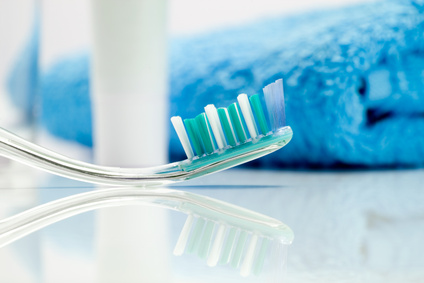 Dental care equipment on white table